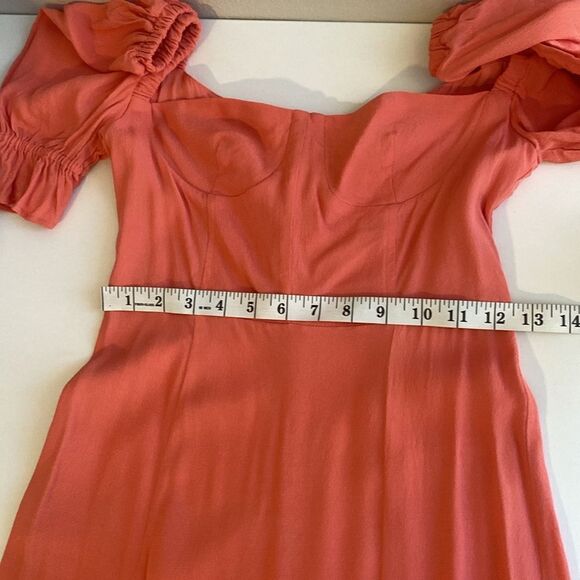 We Wore What Peach Puff Sleeve Midi Dress Size 2 - Picture 11 of 13